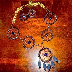 Set of handmade earrings and necklace multi tone crystals very sexy 🔥